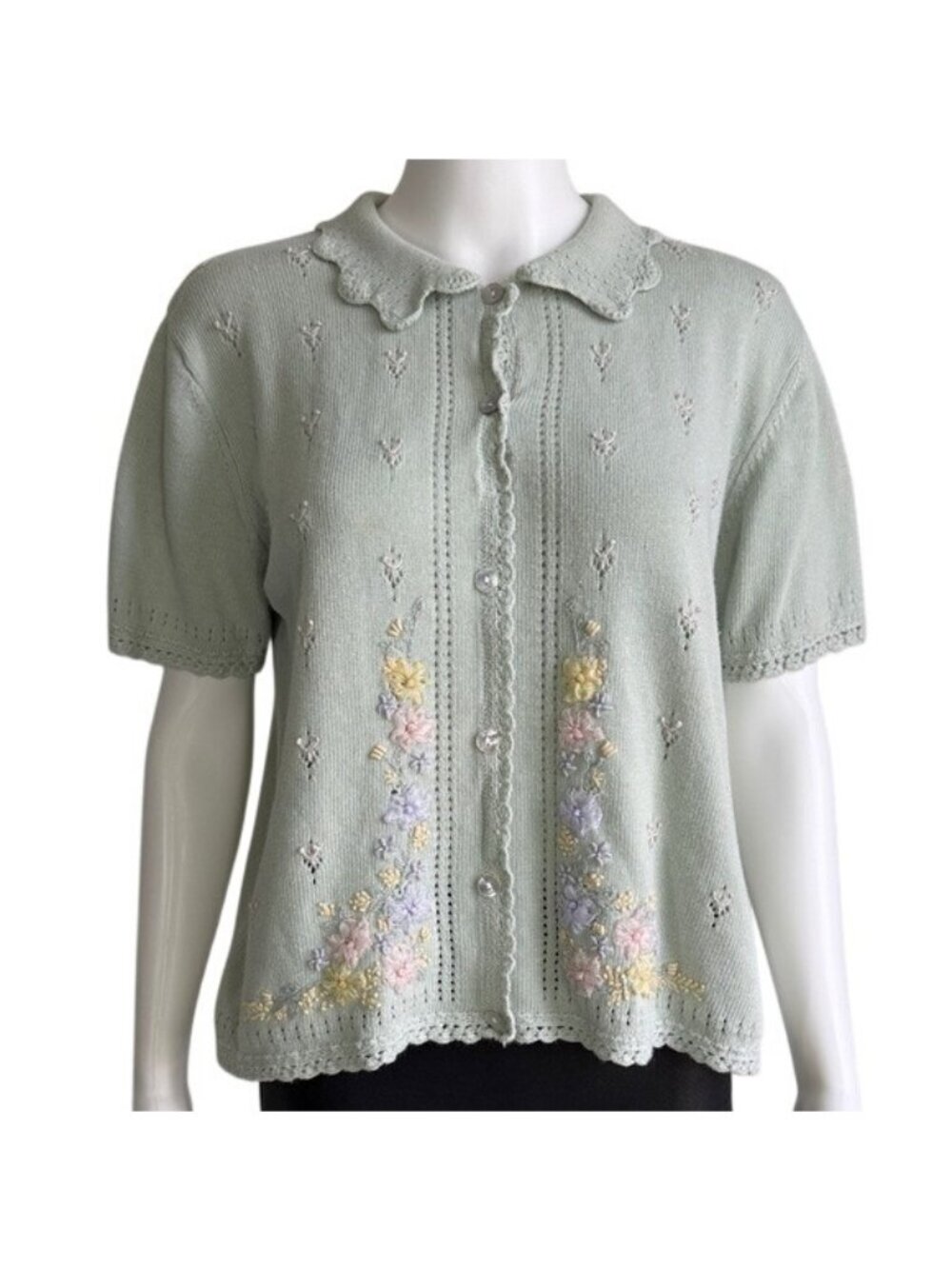 Alfred Dunner Petite Embroidered Cardigan Sweater – Size PL